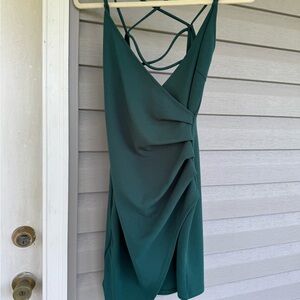 XS/S Windsor Emerald Green Draped V-Neck Slip Dress